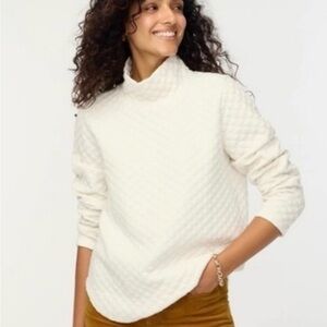 J Crew Quilted Ivory Mockneck Turtleneck Pullover Women’s Size S